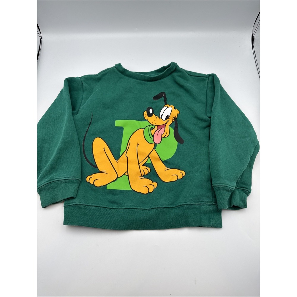 PLUTO Green Disneyland Disney World Toddler Size 4 Sweatshirt EUC
